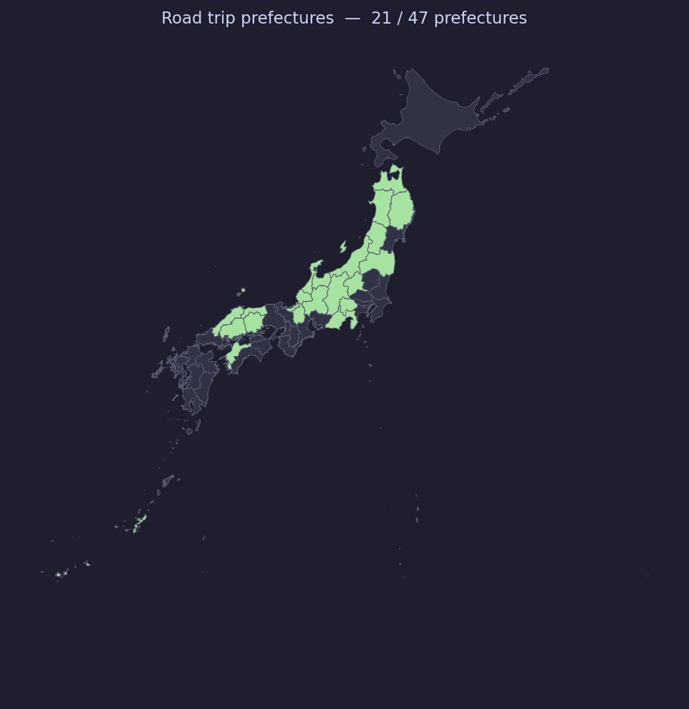 Prefectures driven through